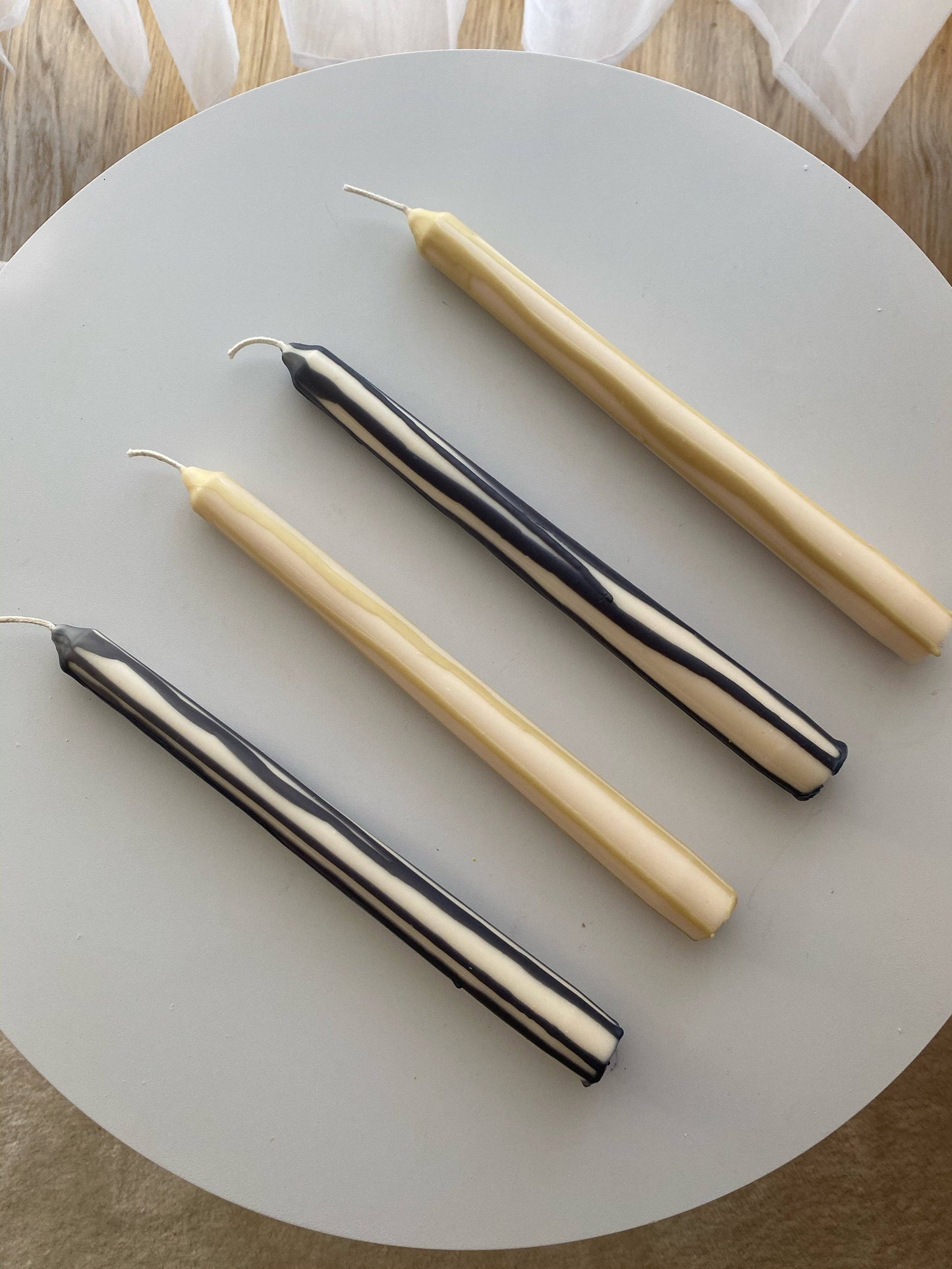 Abstract Drip Candle Stick Pair - Charcoal