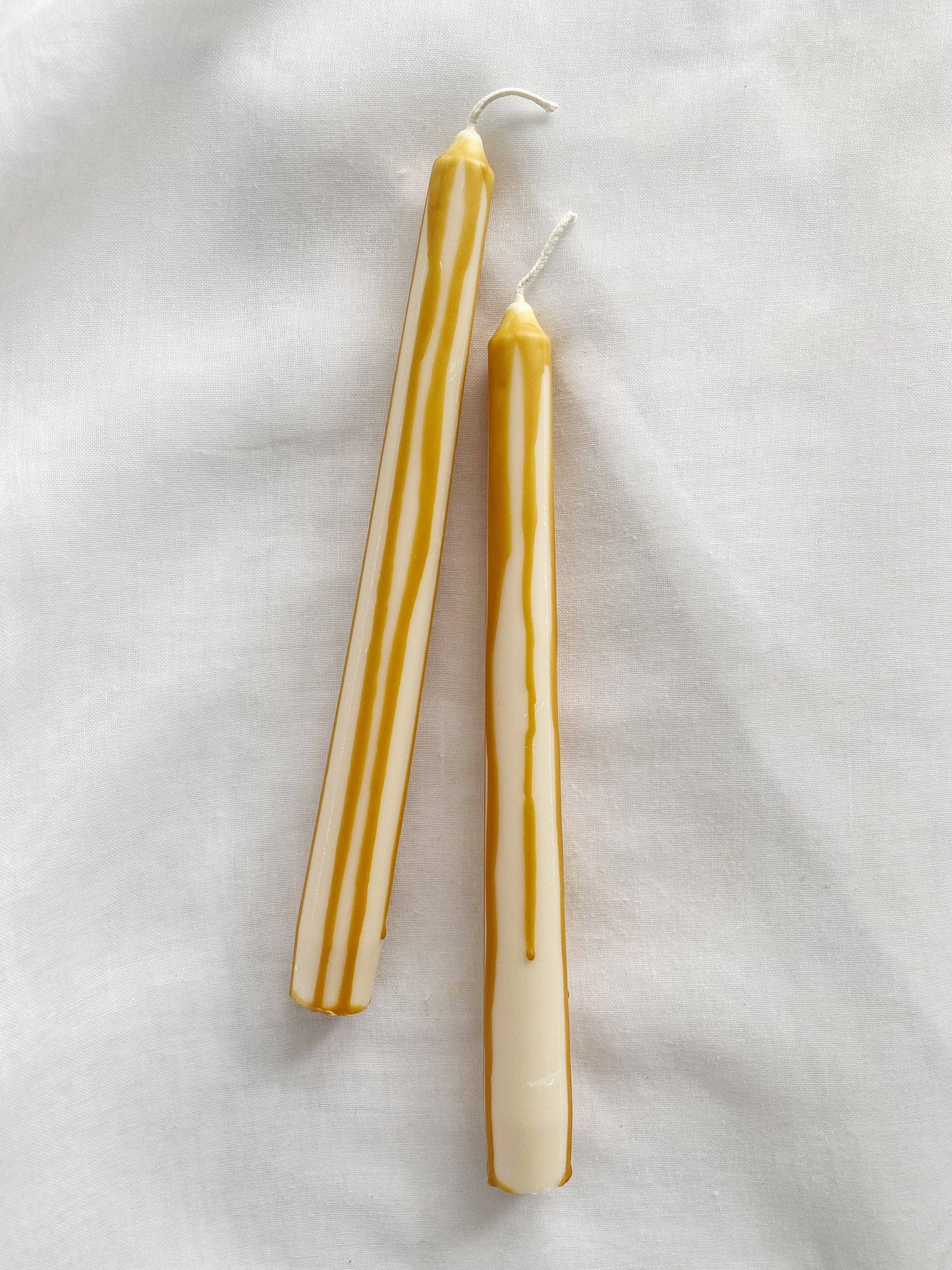 Abstract Drip Candle Stick Pair - Caramel