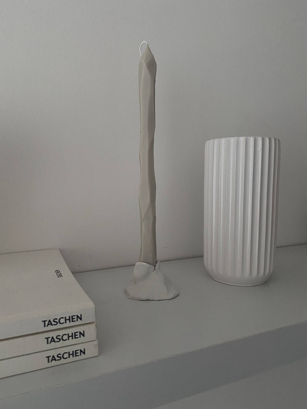 Hand Carved Tapered Candle Stick - Stone